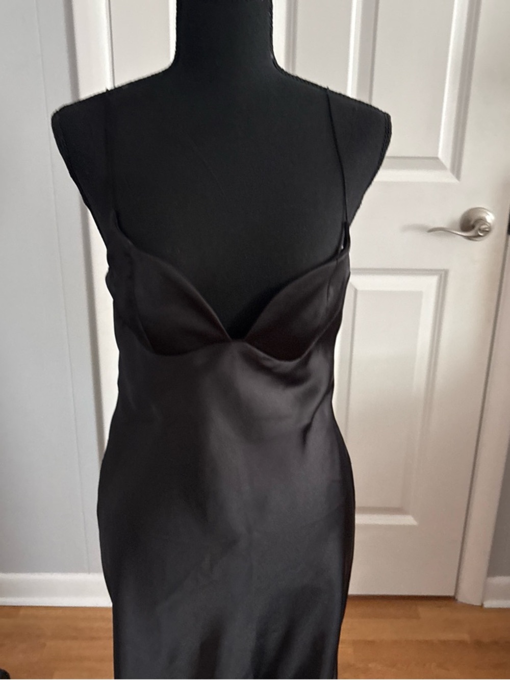 Zara Black Satin Dress with Label Detail